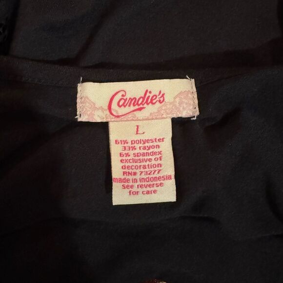 NWOT Candie's Black Sequin Striped Short Sleeve Top. Sparkle & Chic!  Large - Picture 4 of 6